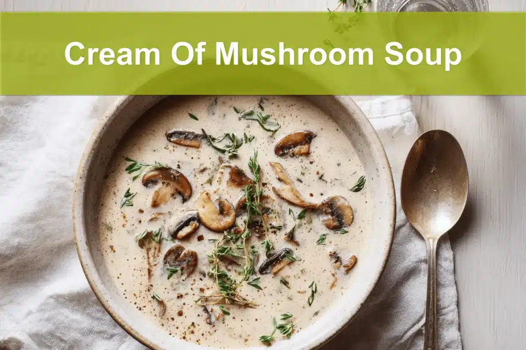 Cream Of Mushroom Soup beautifully styled with minimal setup and rich creamy texture
