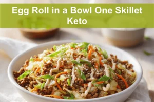 Egg Roll in a Bowl One Skillet Keto aromatic turkey cabbage bowl with sriracha mayo drizzle and sesame