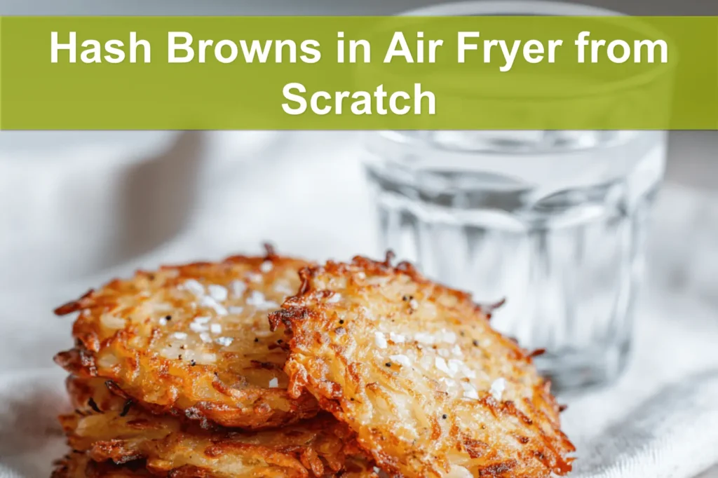 Hash Browns in Air Fryer from Scratch golden crisp russet potatoes plated with sea salt crystals