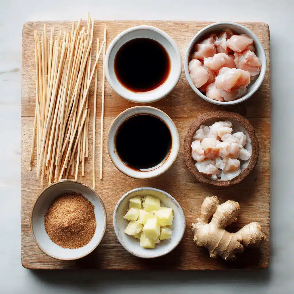 Closeup of cooked Japanese Chicken Yakitori skewers on a napkin, showing glossy soy glaze and caramelized edges under natural lighting.