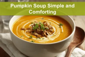Pumpkin Soup Simple and Comforting creamy bowl on white cloth with glass of water
