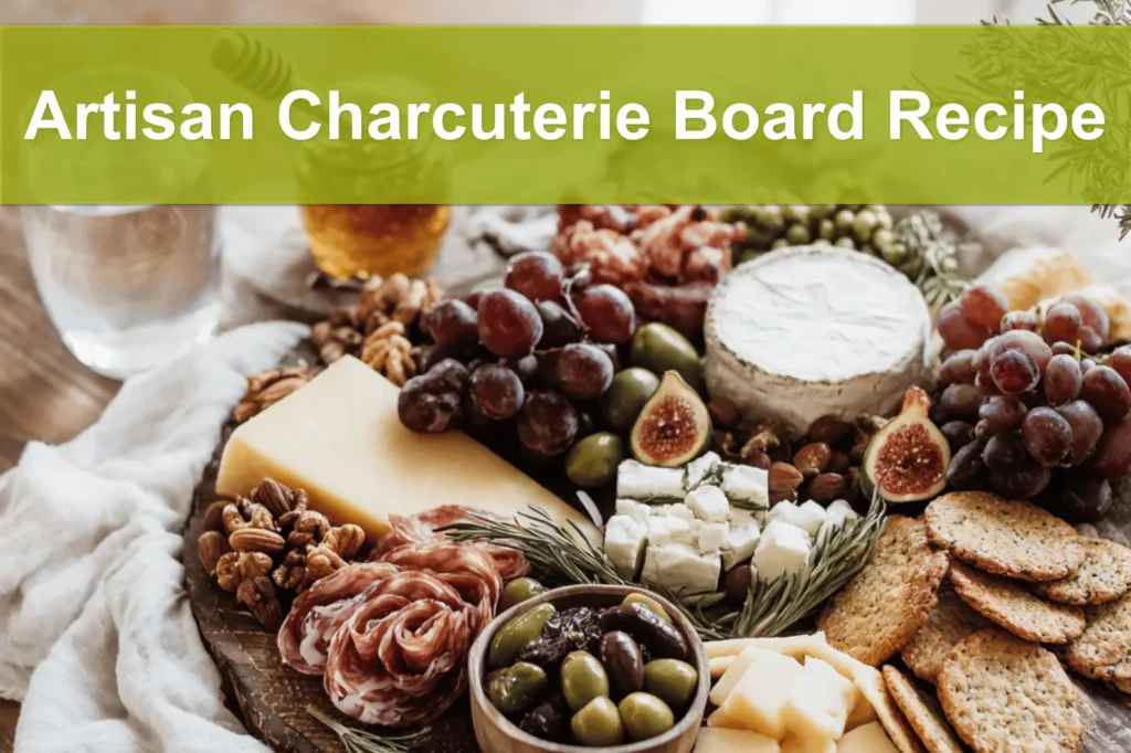 Artisan Charcuterie Board Recipe featuring meats cheeses fruits nuts figs olives crackers and honey