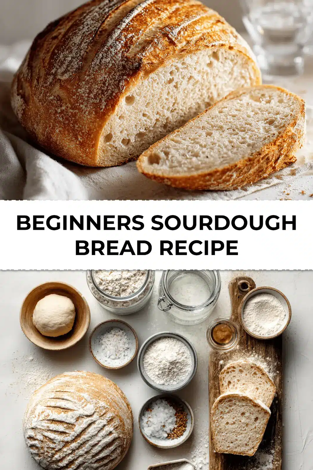 Beginner's Sourdough Bread Recipe - crisp artisan crust on golden loaf perfect for butter or sandwiches