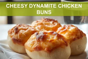 CHEESY DYNAMITE CHICKEN BUNS golden baked buns with melted cheese and spicy filling
