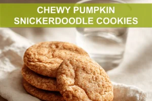 CHEWY PUMPKIN SNICKERDOODLE COOKIES warm soft cookies on white napkin with clear glass water