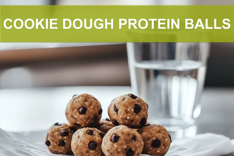 COOKIE DOUGH PROTEIN BALLS single bowl on white cloth warm natural light shallow depth of field