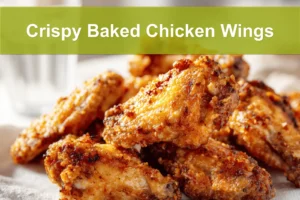 Crispy Baked Chicken Wings on white napkin with clear water glass warm natural light