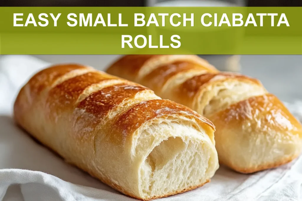 EASY SMALL BATCH CIABATTA ROLLS golden crust airy crumb on white napkin