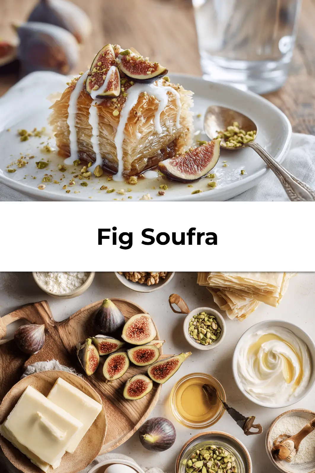 Golden Fig Soufra served warm with drizzle of honey and fresh fruit, styled with rustic charm on a brunch table