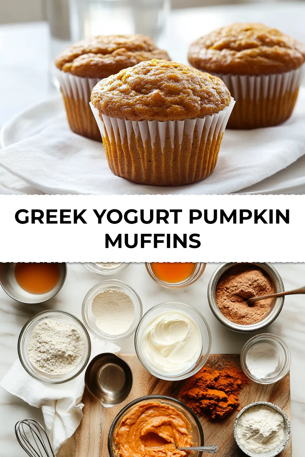 Finished Greek Yogurt Pumpkin Muffins with cinnamon sprinkle on plate ready to serve