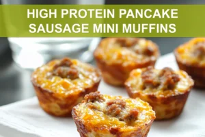 HIGH PROTEIN PANCAKE SAUSAGE MINI MUFFINS golden cheesy savory mini muffins