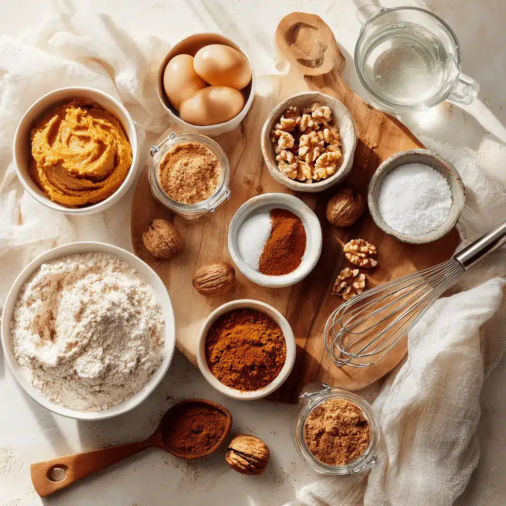 Pumpkin Snickerdoodle Cookies ingredients including canned pumpkin puree, butter, cinnamon, sugar and spices laid on a baking sheet