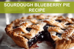 SOURDOUGH BLUEBERRY PIE RECIPE hero image warm natural light slice on white cloth