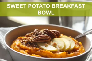 SWEET POTATO BREAKFAST BOWL mashed sweet potato gala apple pecans brown sugar cinnamon butter