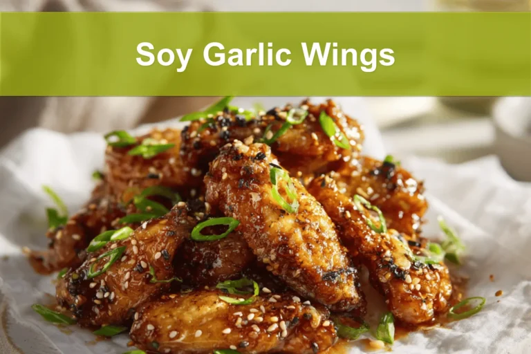 Soy Garlic Wings plated on white napkin with sesame seeds and green onions