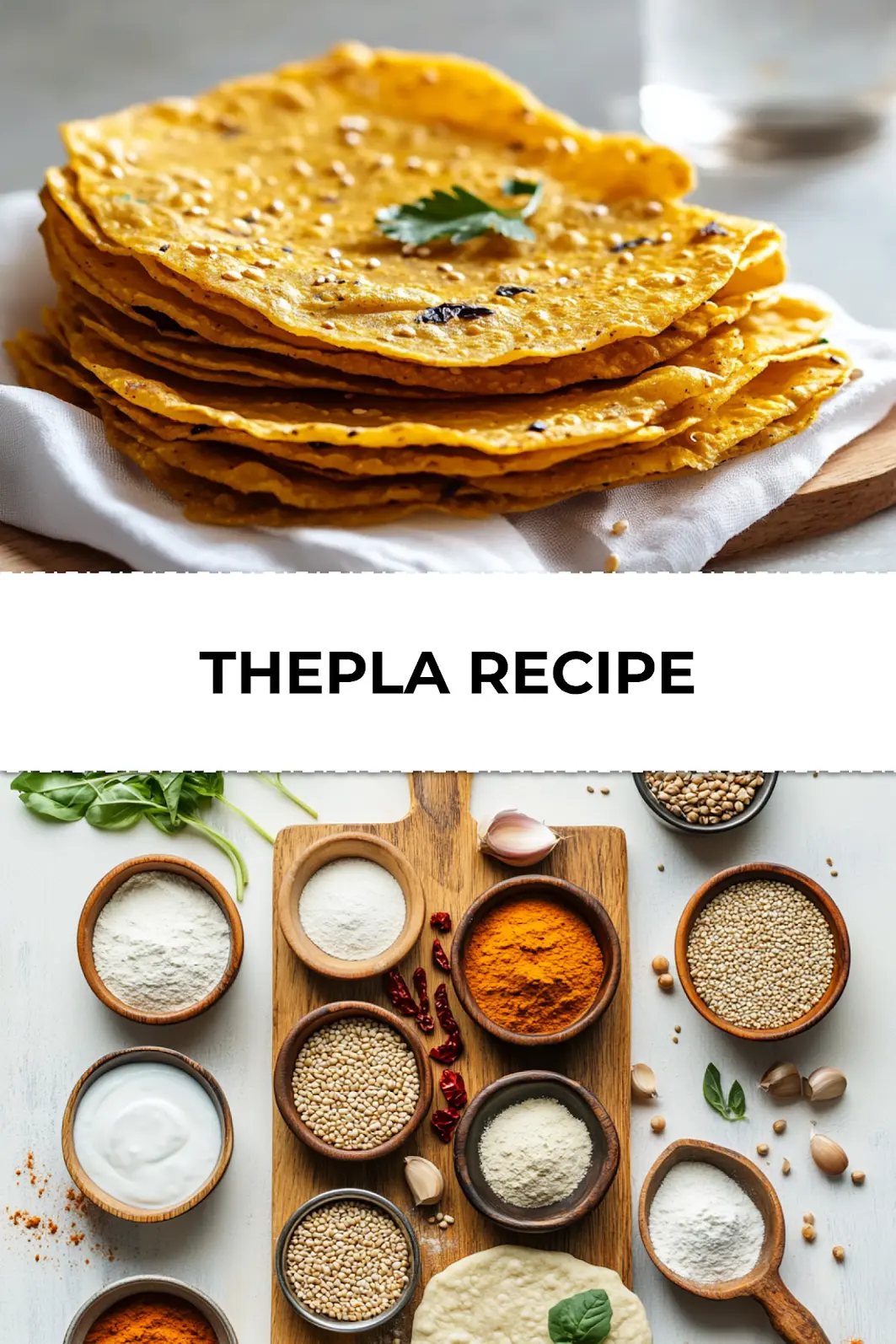 Crispy and golden Gujarati thepla stacked for serving with chutney or curd, ideal for freezer or lunch preps