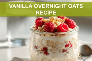 VANILLA OVERNIGHT OATS RECIPE creamy vanilla oats with chia seeds and maple syrup