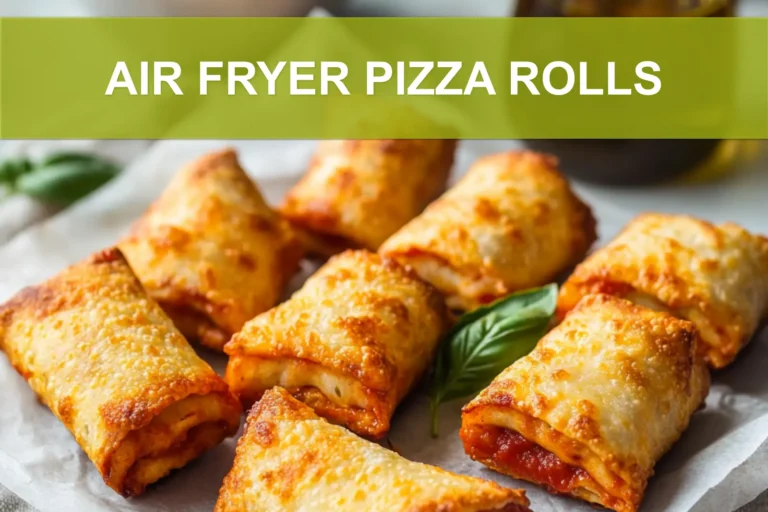 AIR FRYER PIZZA ROLLS close up on white napkin with glass of water and herbs