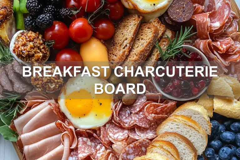 BREAKFAST CHARCUTERIE BOARD centered hero view, clean and uncluttered