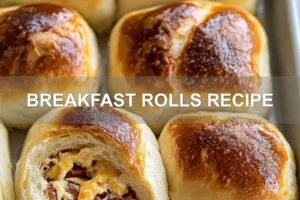 BREAKFAST ROLLS RECIPE centered hero view, clean and uncluttered