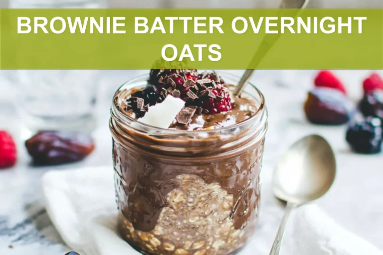BROWNIE BATTER OVERNIGHT OATS creamy chocolate oats topped with berries dates dark chocolate and coconut flakes
