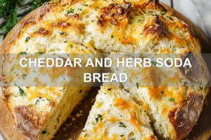 CHEDDAR AND HERB SODA BREAD centered hero view, clean and uncluttered