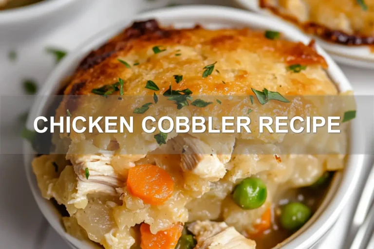 CHICKEN COBBLER RECIPE centered hero view, clean and uncluttered