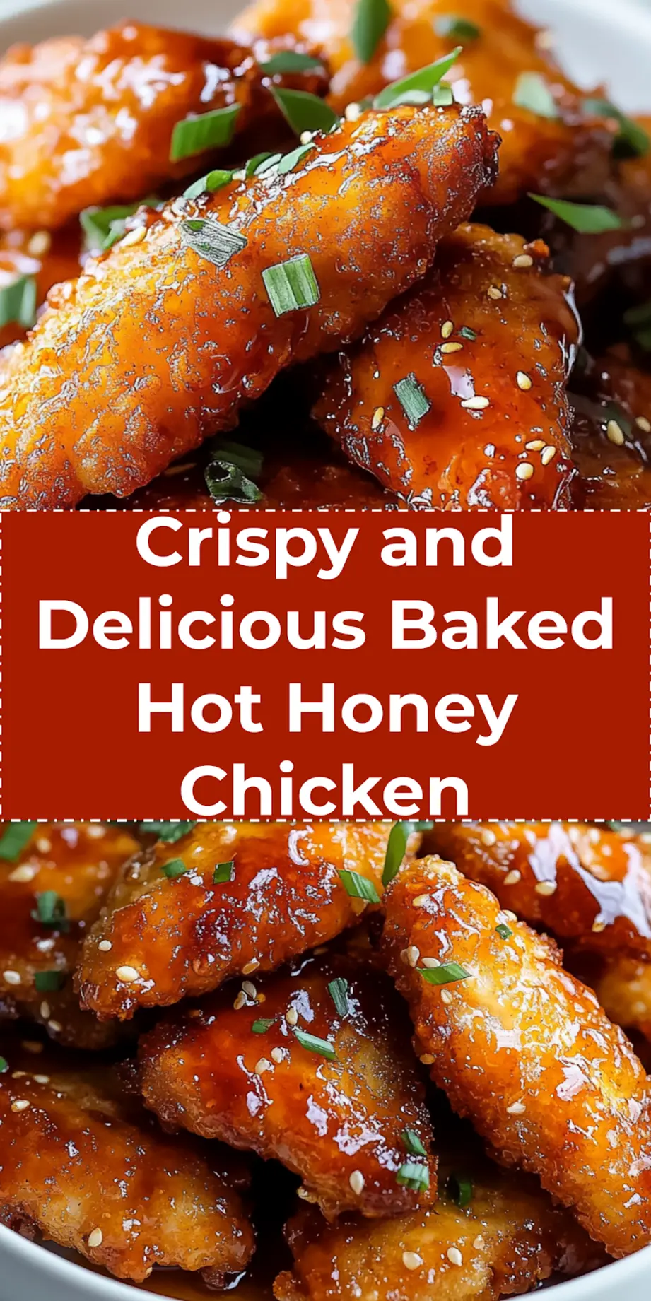 Crispy Baked Hot Honey Chicken Recipe You Must Try 2 Plated crispy baked hot honey chicken with glaze and herbs, Pinterest-ready image for cozy family dinners