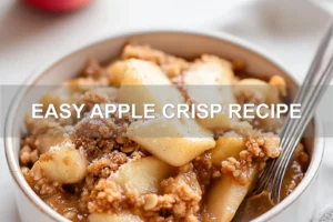 EASY APPLE CRISP RECIPE centered hero view, clean and uncluttered