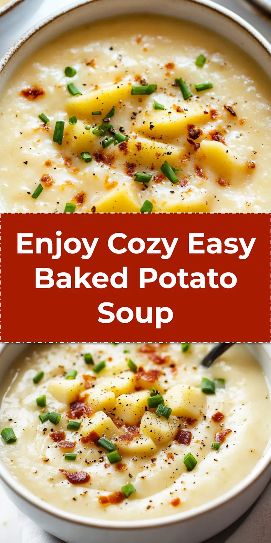 Easy Baked Potato Soup: Delicious Quick Recipe 3 Pinterest-ready hero image for Easy Baked Potato Soup showcasing a bowl topped with bacon and cheese