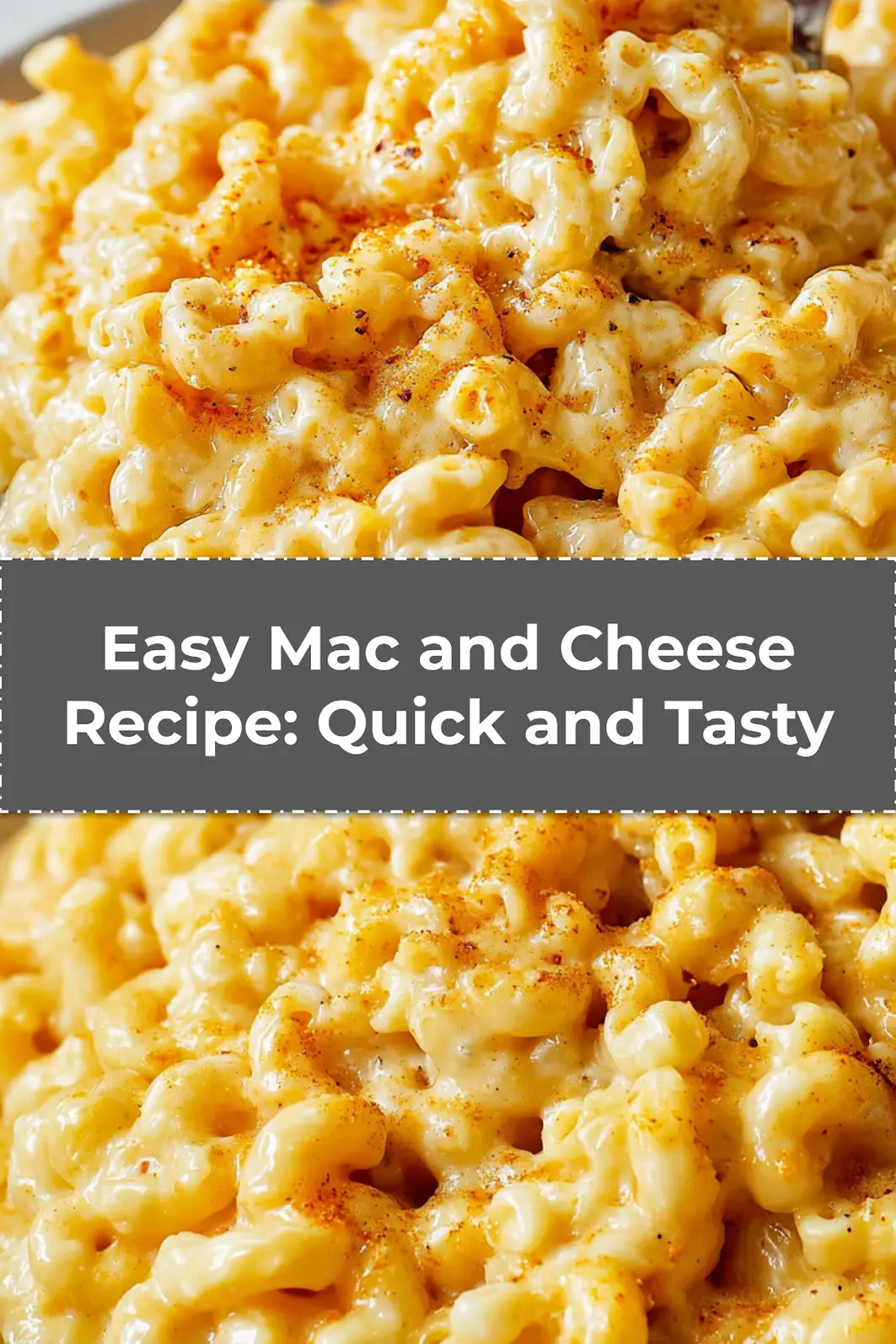 Cheesy close-up of creamy cavatappi mac and cheese recipe with golden melted cheddar for Pinterest