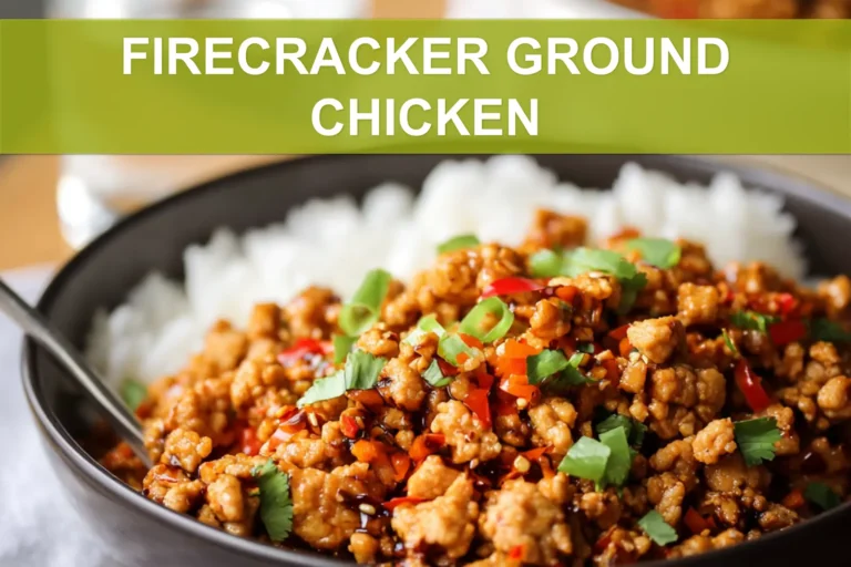 FIRECRACKER GROUND CHICKEN spicy glazed ground chicken over rice warm inviting shot