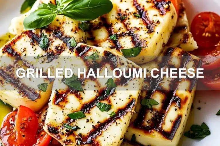 GRILLED HALLOUMI CHEESE centered hero view, clean and uncluttered