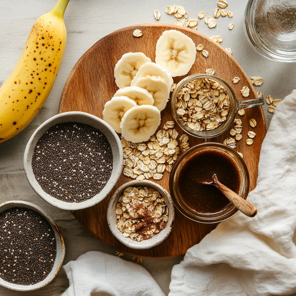 Ingredients for Brown Sugar Overnight Oats - creamy oats, banana, cinnamon, brown sugar
