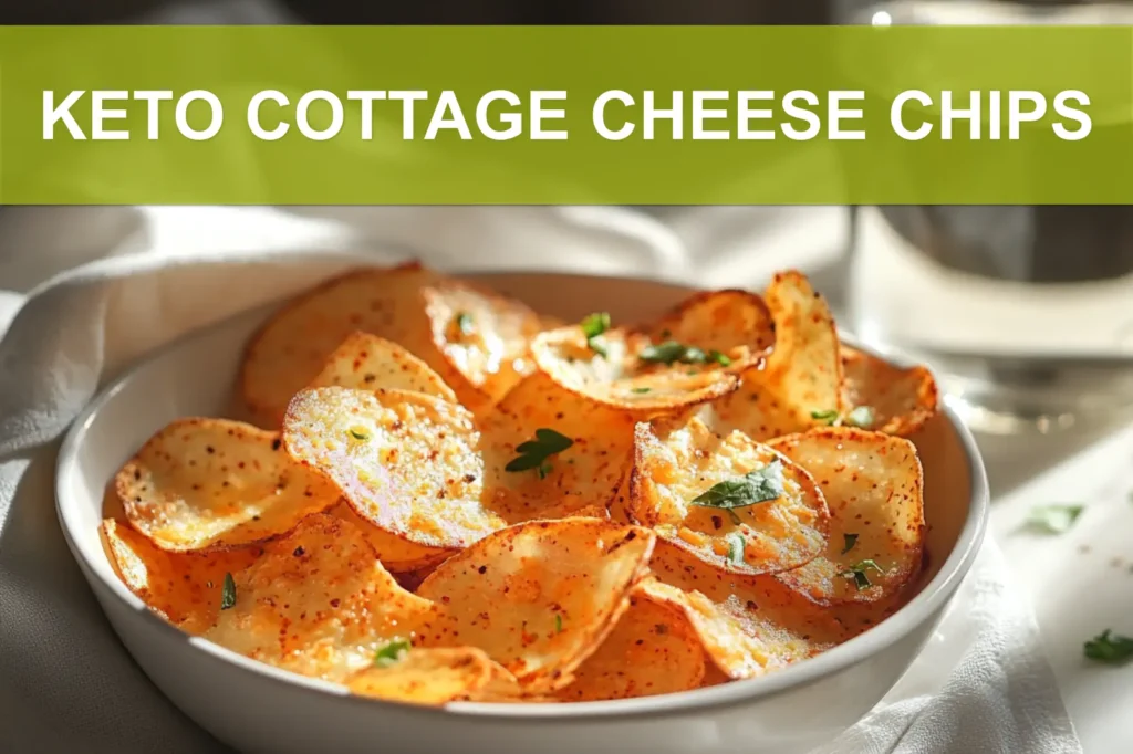 KETO COTTAGE CHEESE CHIPS crunchy chips with paprika and fresh herbs on white napkin