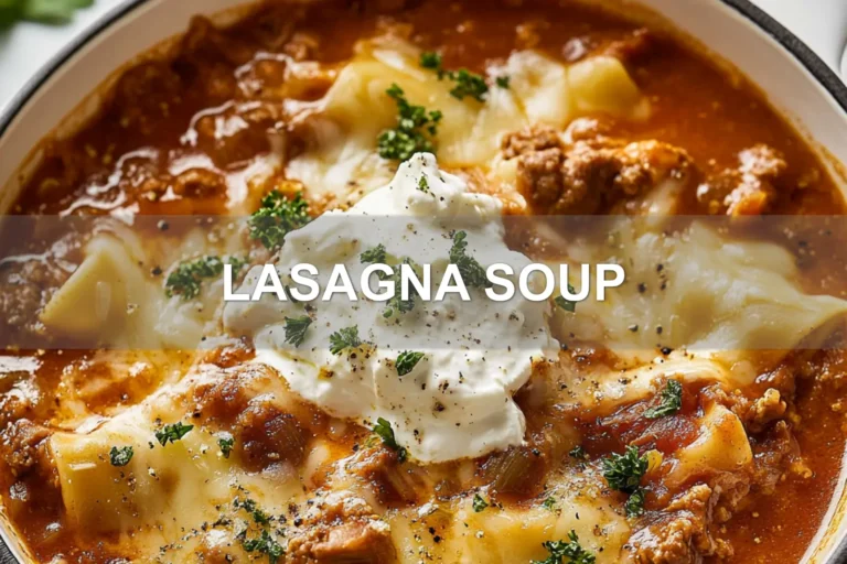 LASAGNA SOUP centered hero view, clean and uncluttered