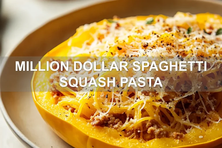 MILLION DOLLAR SPAGHETTI SQUASH PASTA centered hero view, clean and uncluttered