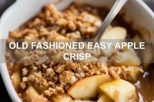 OLD FASHIONED EASY APPLE CRISP centered hero view, clean and uncluttered