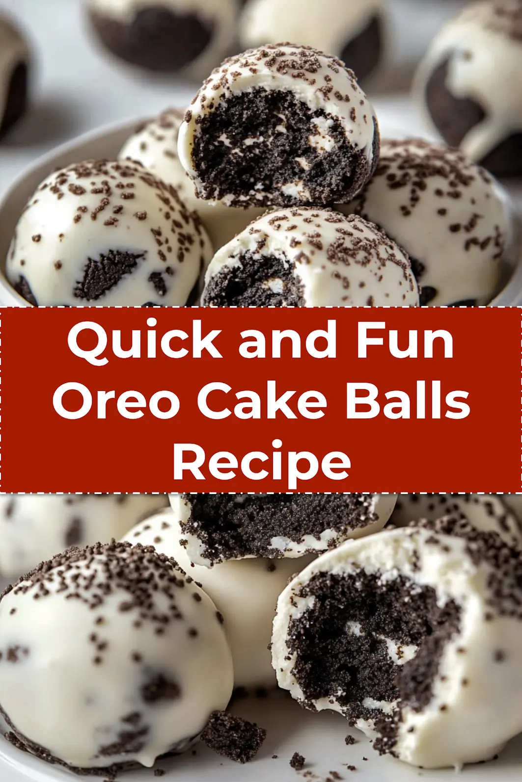 Finished Oreo Cake Balls arranged with drizzle and sprinkles on parchment paper for presentation