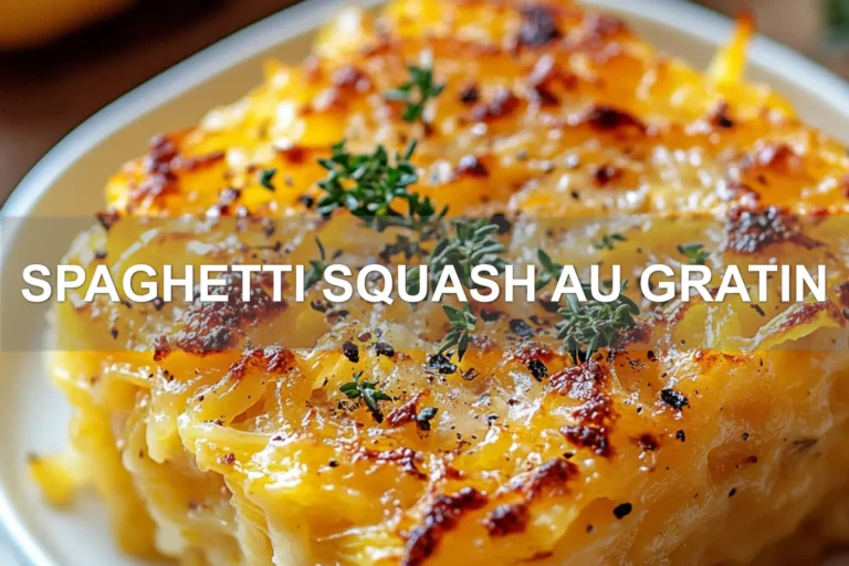 SPAGHETTI SQUASH AU GRATIN centered hero view, clean and uncluttered