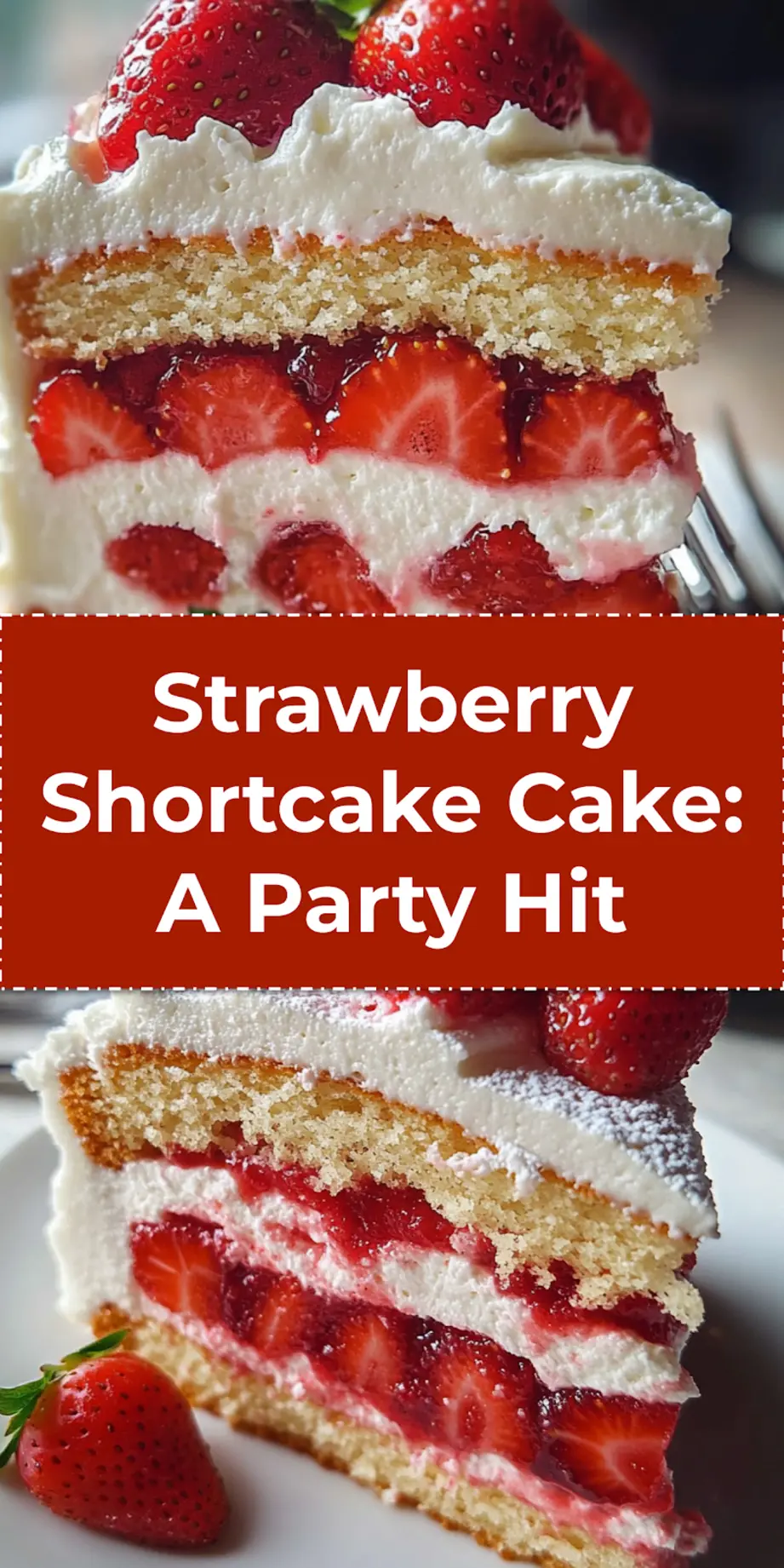 Decorated strawberry shortcake cake on white background, ready to serve