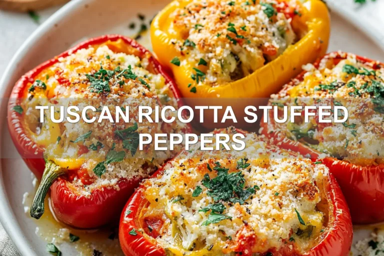 TUSCAN RICOTTA STUFFED PEPPERS centered hero view, clean and uncluttered