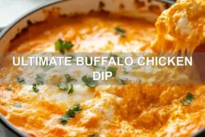 ULTIMATE BUFFALO CHICKEN DIP centered hero view, clean and uncluttered