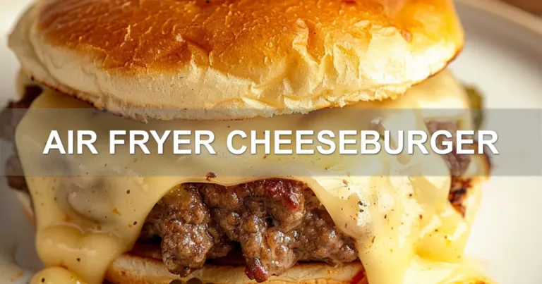 AIR FRYER CHEESEBURGER centered hero view, clean and uncluttered
