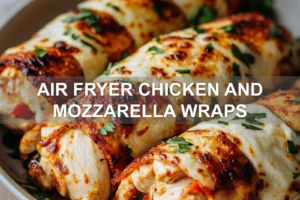 AIR FRYER CHICKEN AND MOZZARELLA WRAPS centered hero view, clean and uncluttered