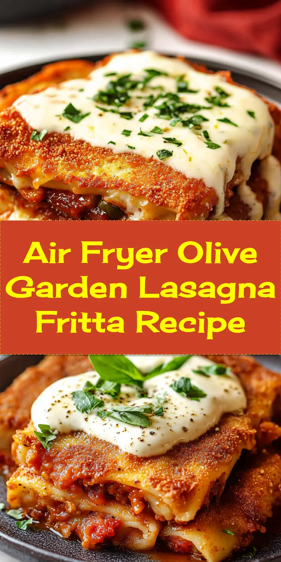 Discover Air Fryer Lasagna Fritta Olive Garden Tips 4 Pinterest graphic for Air Fryer Lasagna Fritta Olive Garden, featuring golden-brown rolls and dipping sauces