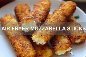 Air Fryer Mozzarella Sticks Quick and Irresistible Recipe AIR FRYER MOZZARELLA STICKS centered hero view, clean and uncluttered