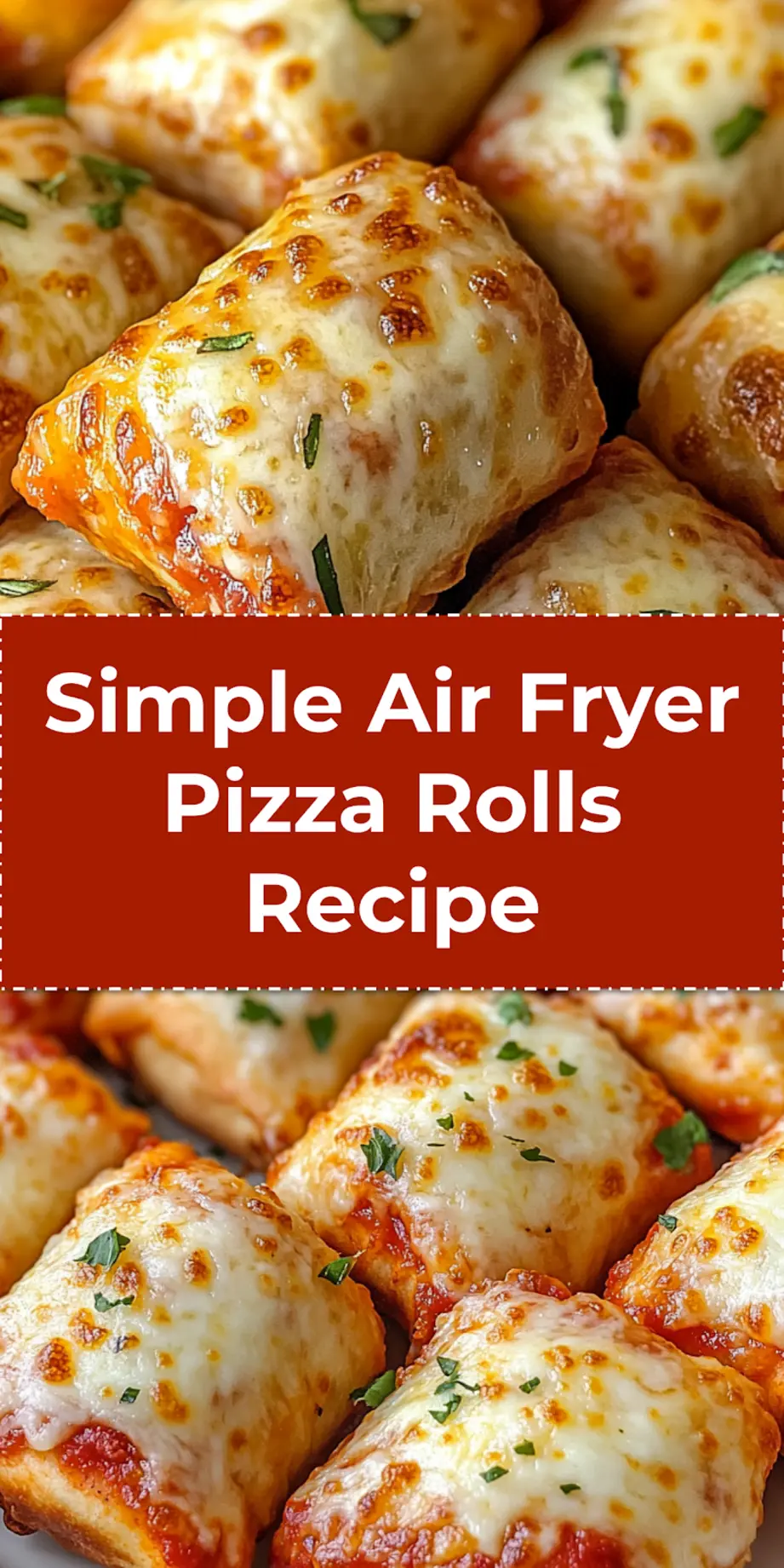 A mouth-watering image of crispy homemade Air Fryer Pizza Rolls with marinara sauce for dipping, perfect for a Pinterest recipe board.