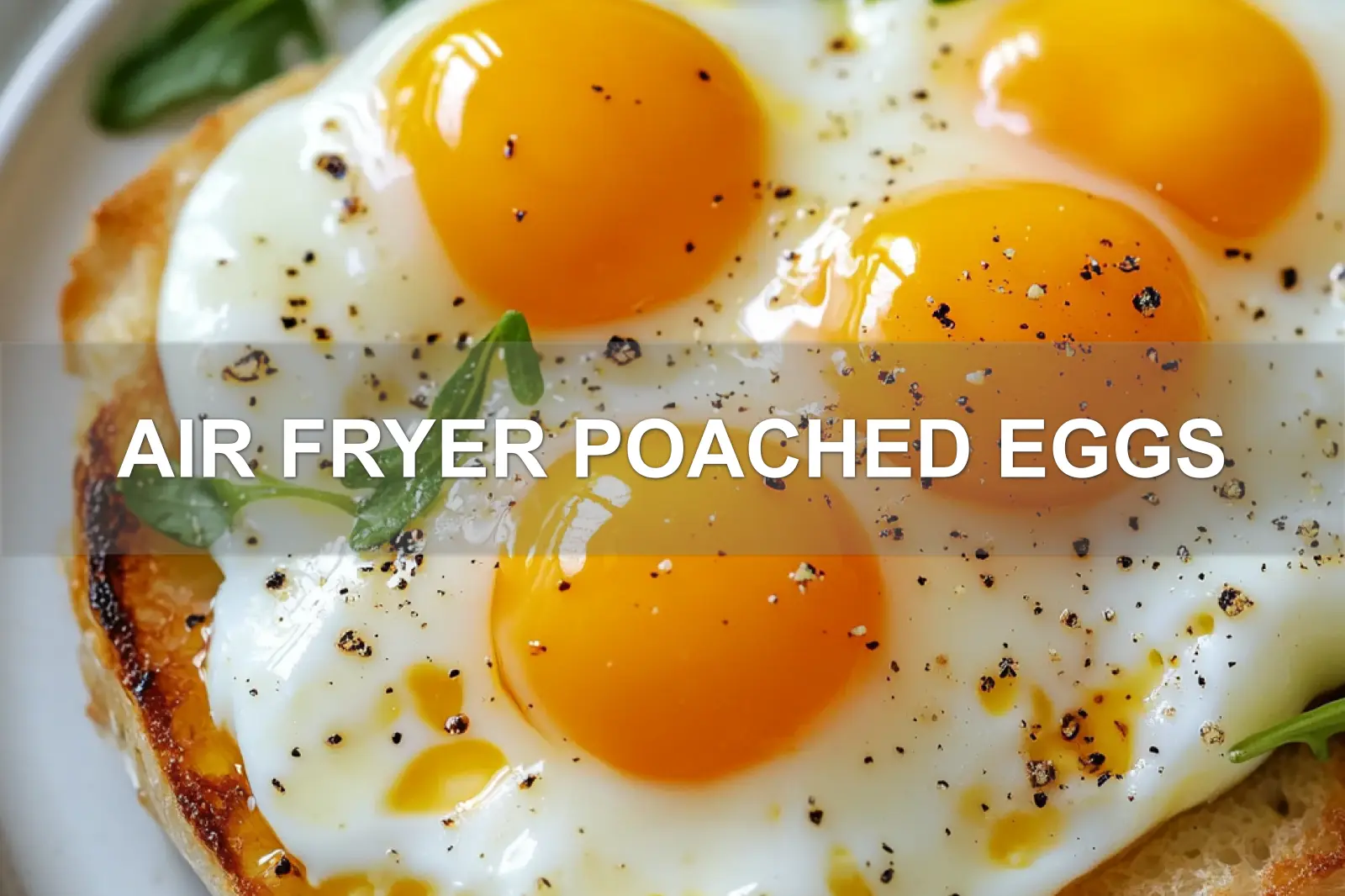 AIR FRYER POACHED EGGS centered hero view, clean and uncluttered