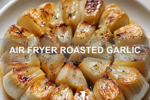Make Air Fryer Roasted Garlic Your New Favorite AIR FRYER ROASTED GARLIC centered hero view, clean and uncluttered